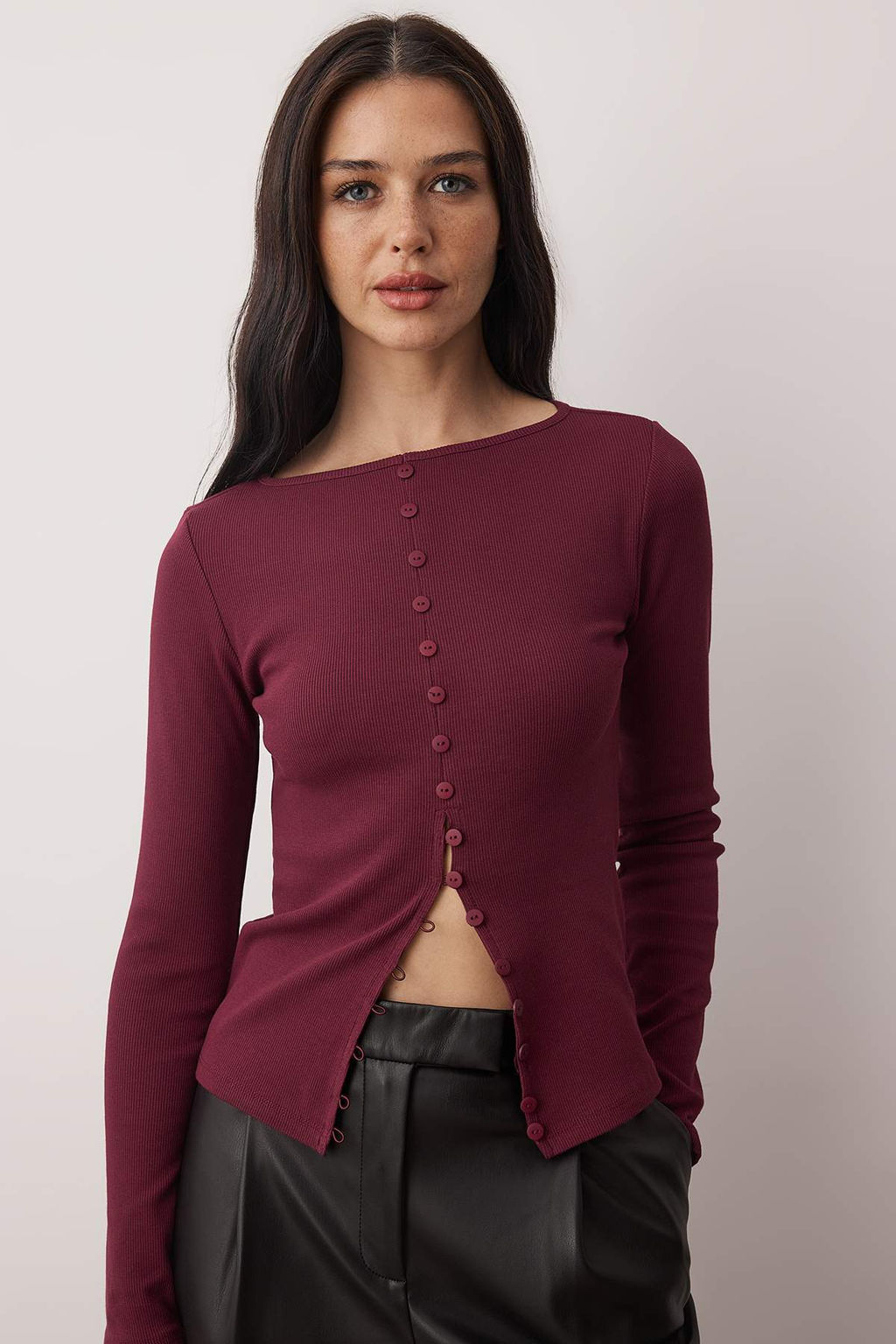 Murdum Dugme Detayl? Bisiklet Yaka Fitilli Esnek Regular Boy Orme Bluz TWOAW25BZ00030