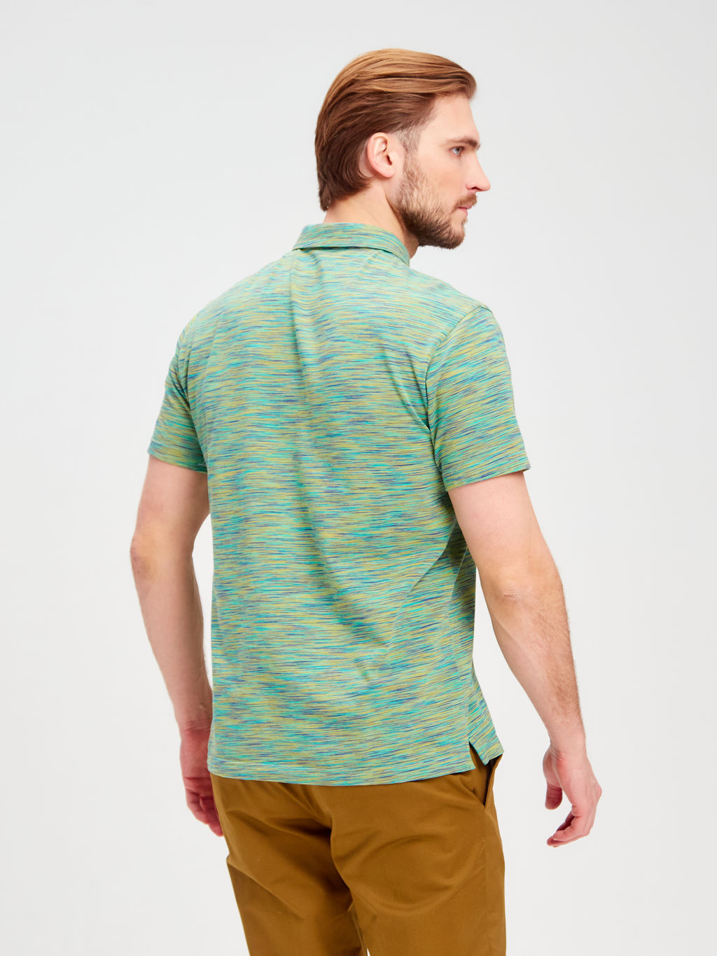 Джемпер мужской с воротником поло короткий рукав GREG G144-KM1246-OR1013 (зеленый)  фото 5