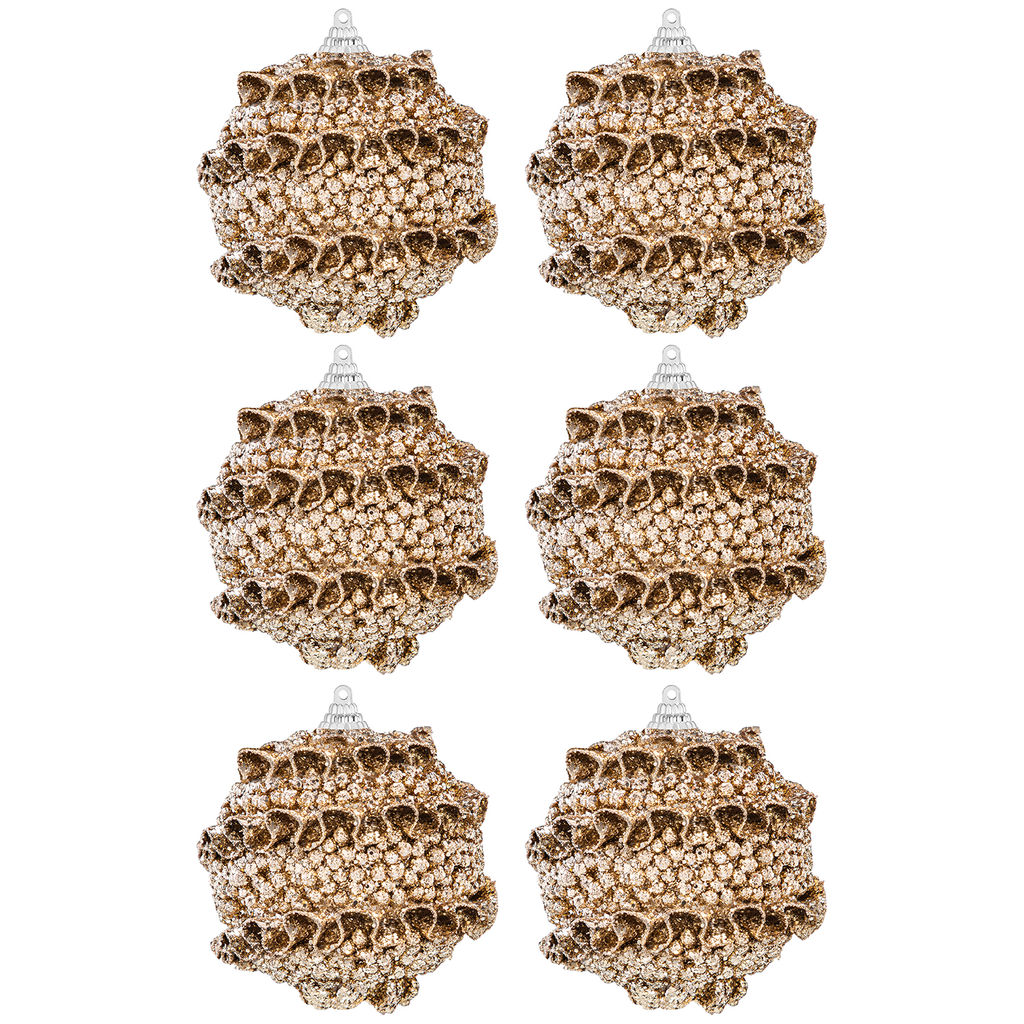 Набор 6 новогодних шаров 8*8 см "Шампань"