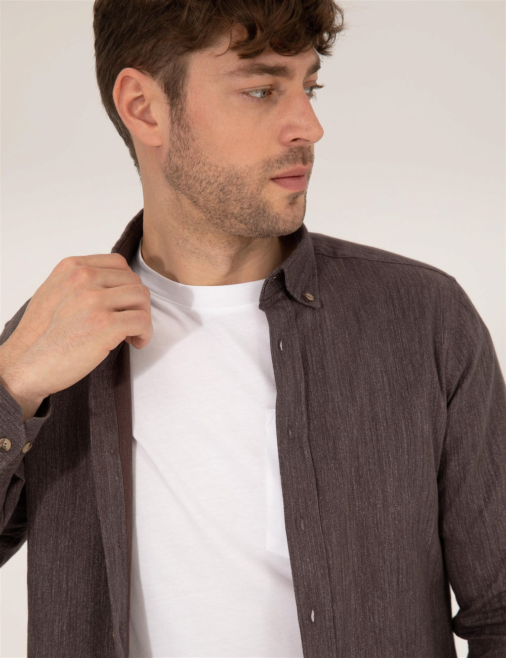Kahverengi Slim Fit Uzun Kollu G_mlek - Pierre cardin фото 2