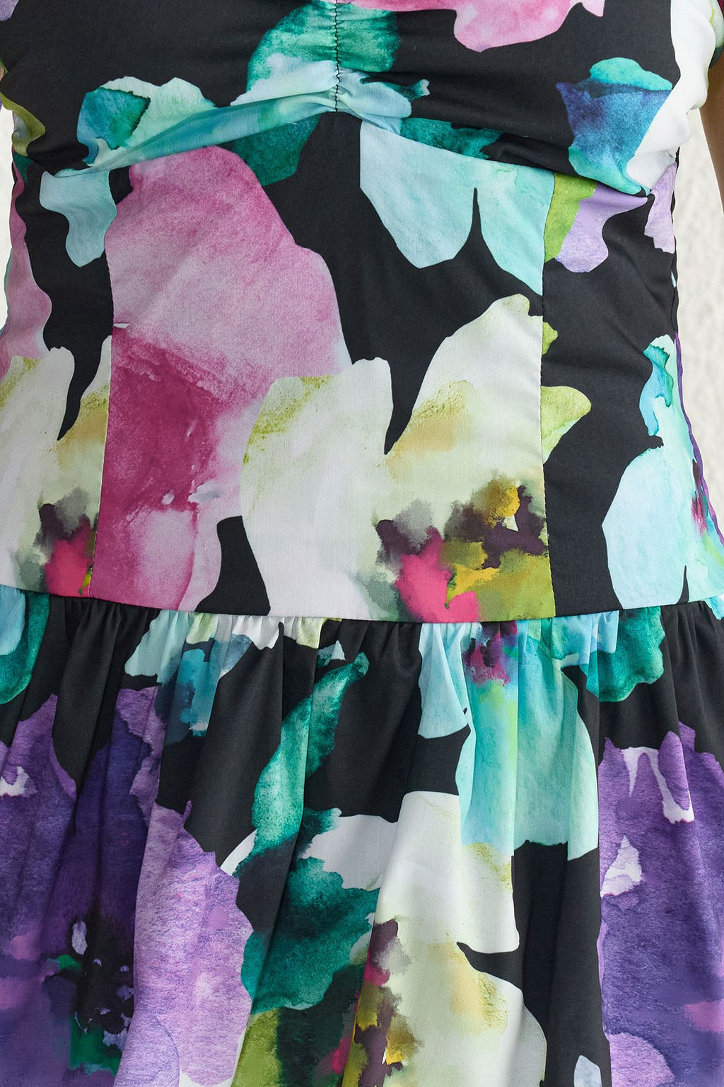 TRENDYOLMILLA Cok Renkli Carmen Yaka Cicekli Poplin Dokuma Mini Elbise TPRSS25EL00107  фото 4