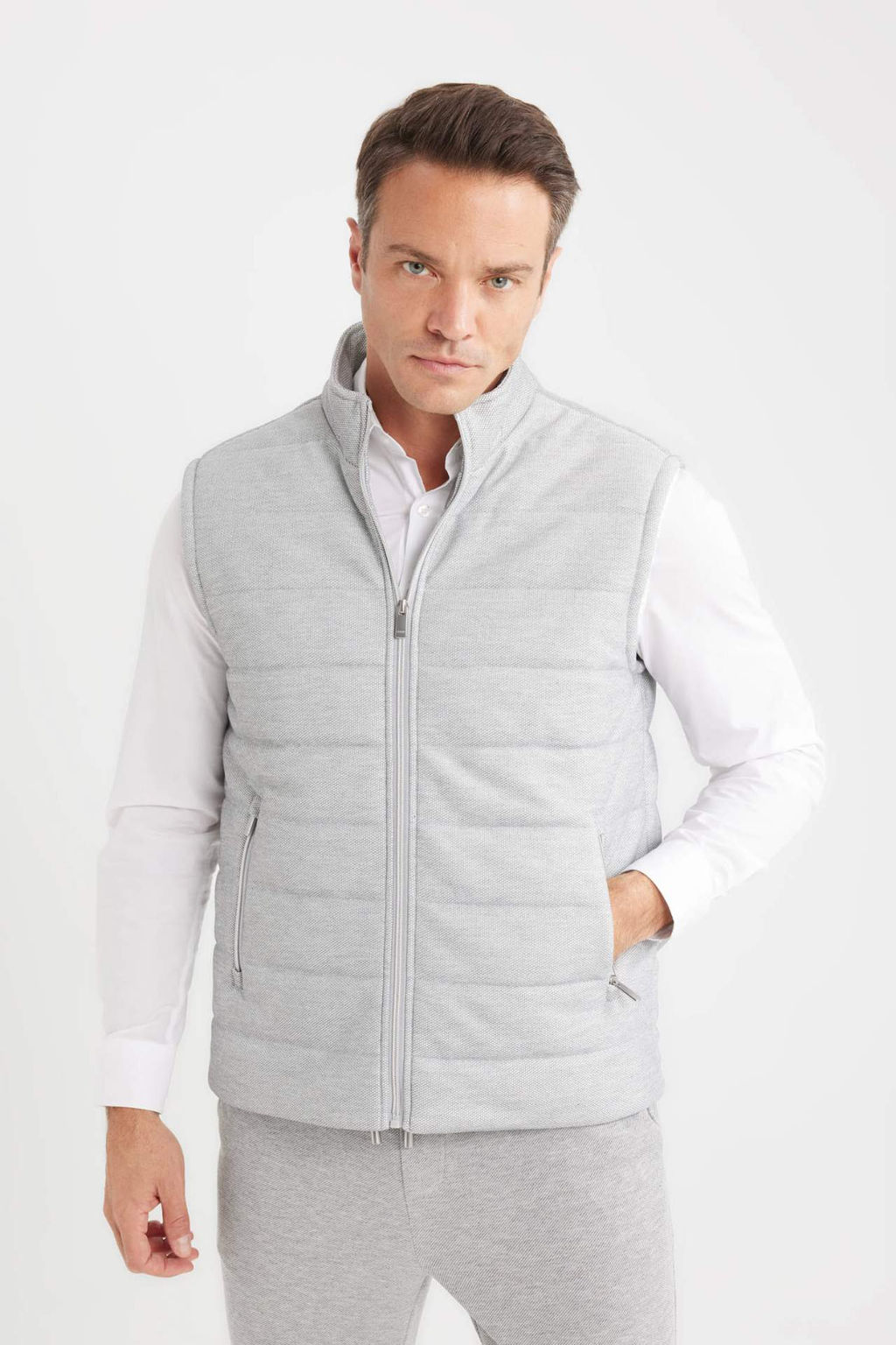 Slim Fit Dar Kesim Dik Yaka Fermuarl? Yelek - Defacto фото 2