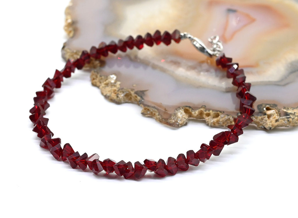 Браслет из циркона огранка 4мм цвет марсала, 17см