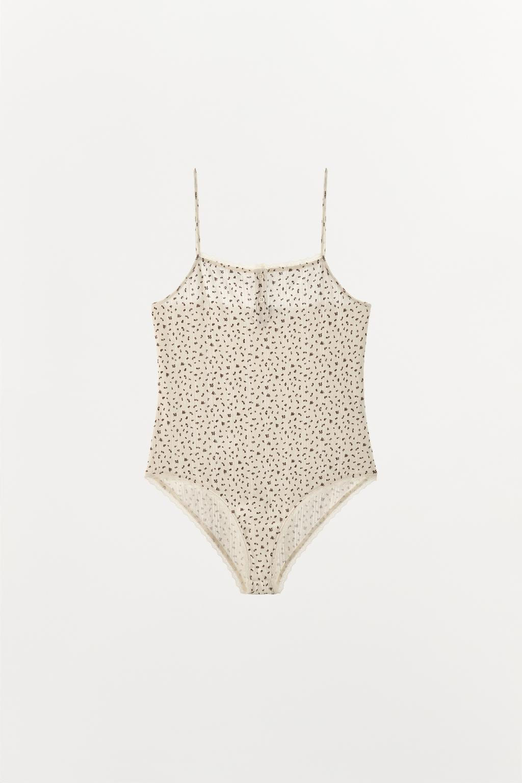 POINTELLE BODYSUIT WITH LACE TRIMS - Zara фото 5