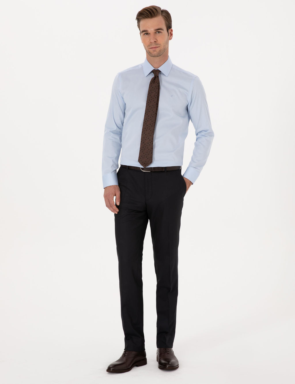 A__k Mavi Slim Fit Uzun Kollu Basic G_mlek - Cacharel фото 4