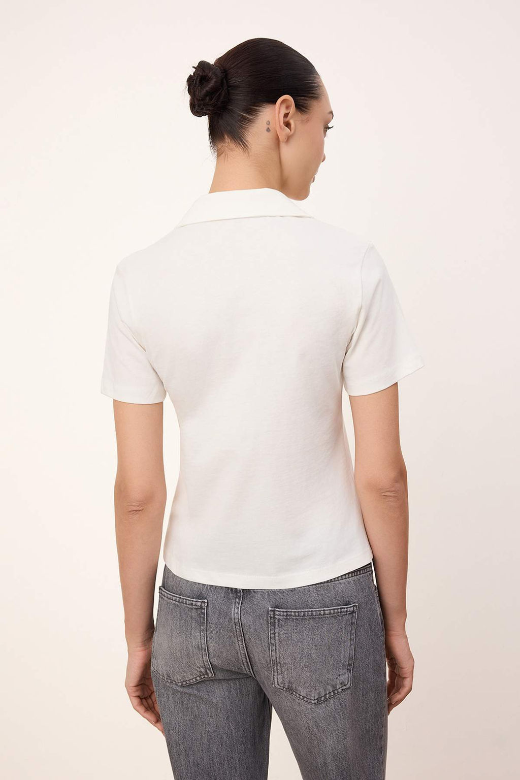 Lacivert Regular/Normal Kal?p Polo Yaka Dikis Detayl? Tok %100 Pamuk Orme Bluz TWOSS26BZ00043 - Trendyolmilla фото 8