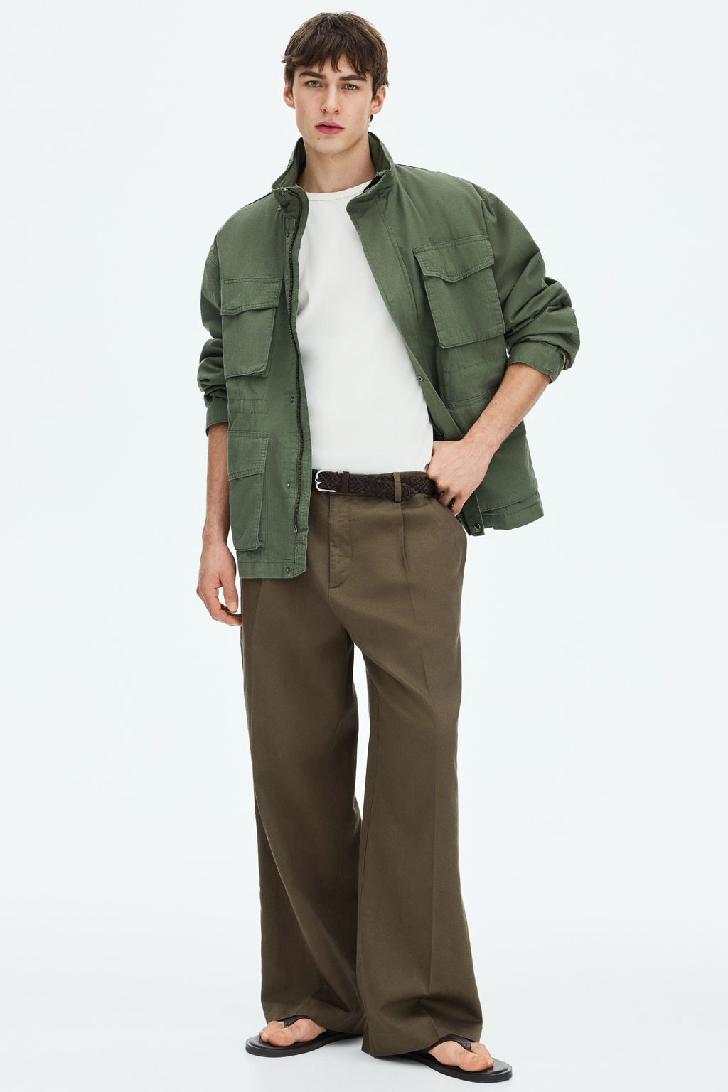 Pantal?n en mezcla de lino Loose Fit - H&m фото 5