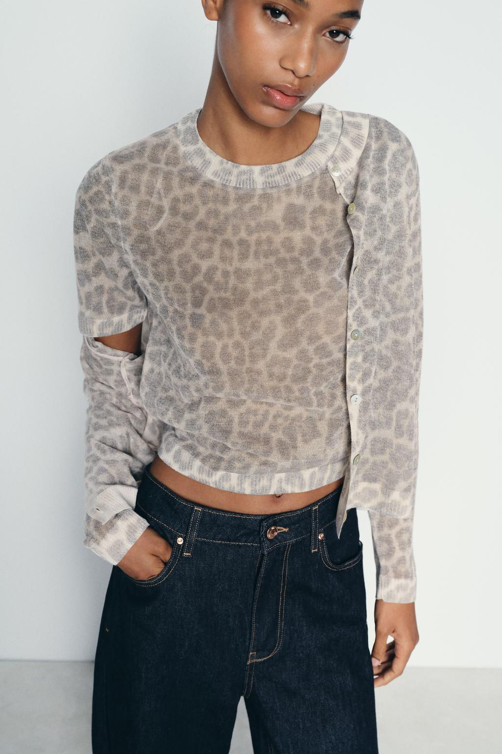 KNIT CARDIGAN WITH ANIMAL PRINT - Zara фото 4