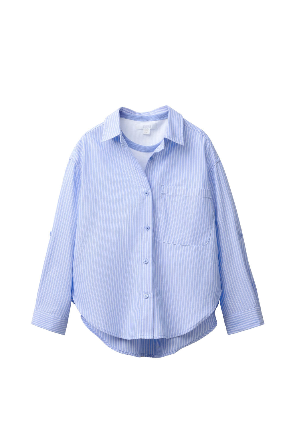 PACK CAMISA RAYAS CON CAMISETA RIB CUELLO CONTRASTE / Azul