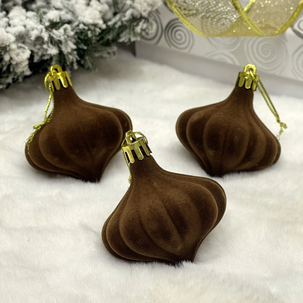 Цена за 2шт. Набор ёлочных украшений VELOUR "Волшебная юла" 6 см (набор 3 шт), Шоколад