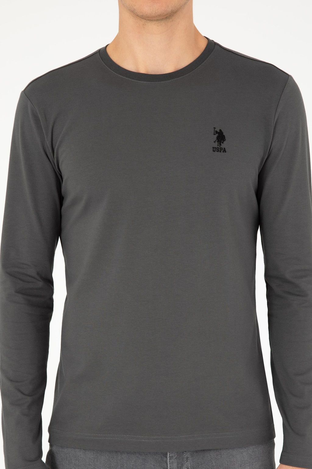 Мужской базовый свитшот антрацитового цвета - U.s. polo assn фото 6
