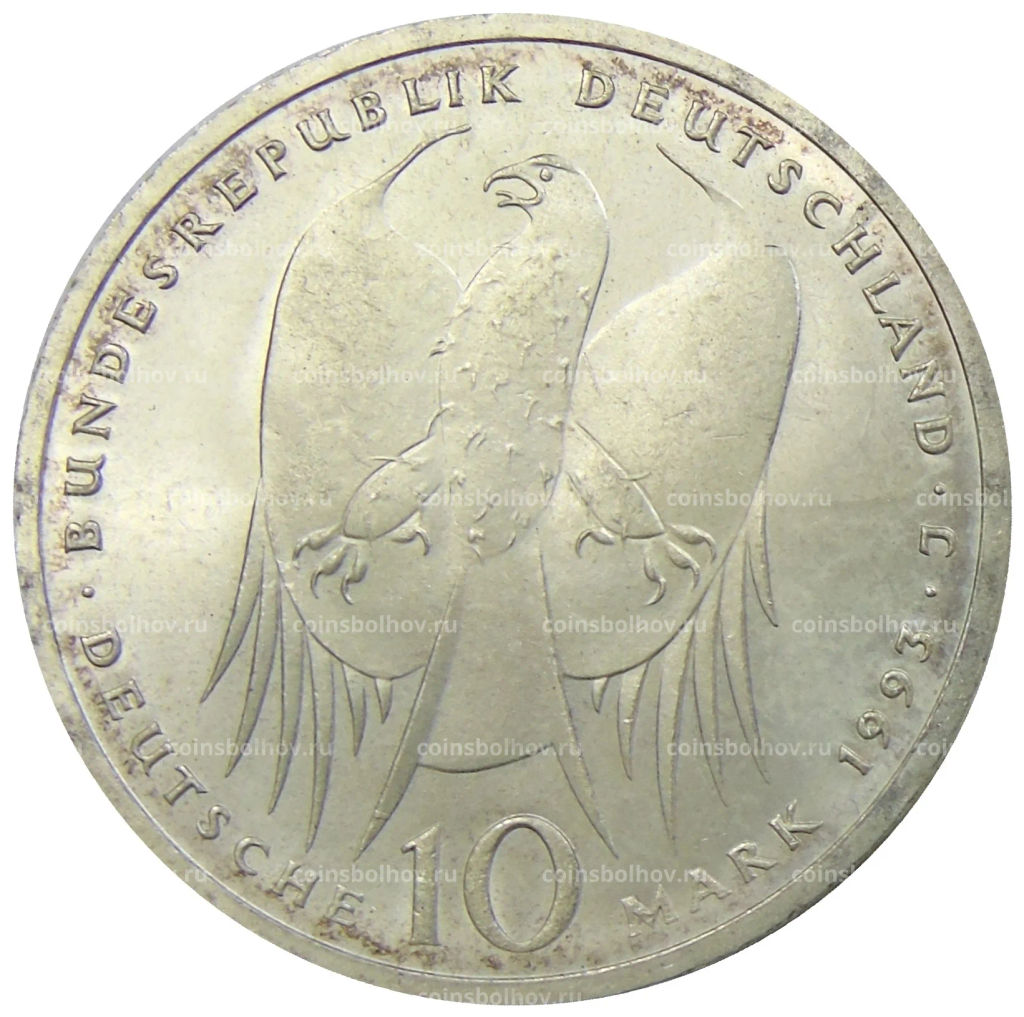 10 марок 1993 года J Германия  150 лет со дня рождения Роберта Коха