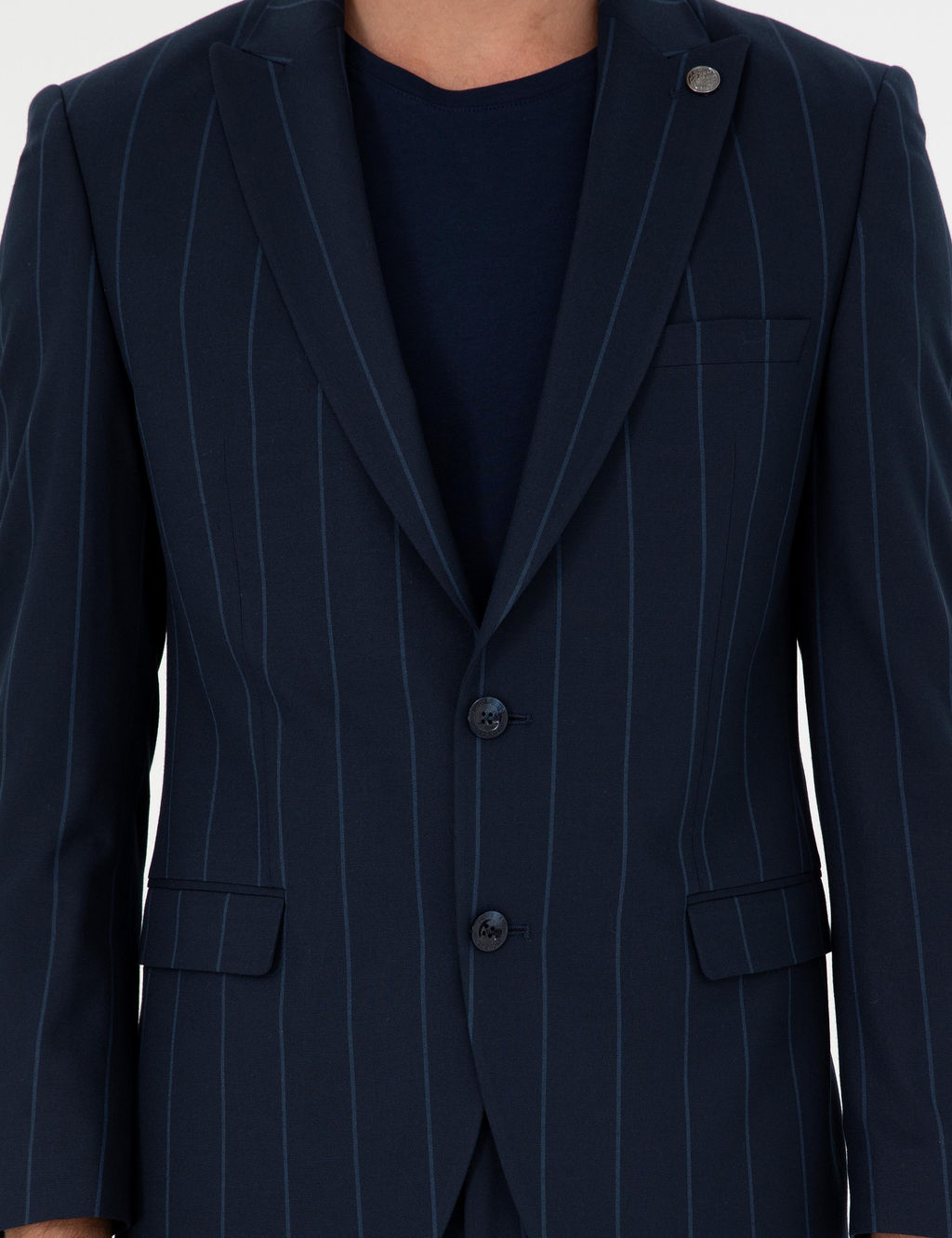 Lacivert Ex. Slim Fit _izgili Tak_m Elbise