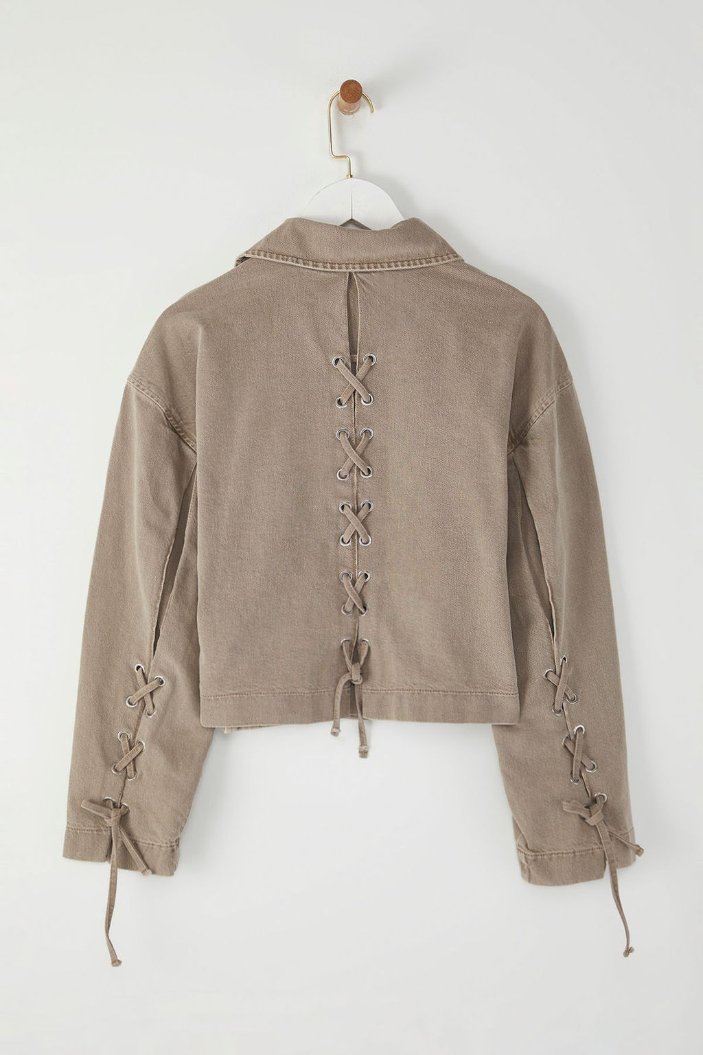 Limited Edition Bej Regular Baglama Detayl? Ince Biker Ceket Mont TWOSS25MO00038 - Trendyolmilla фото 9