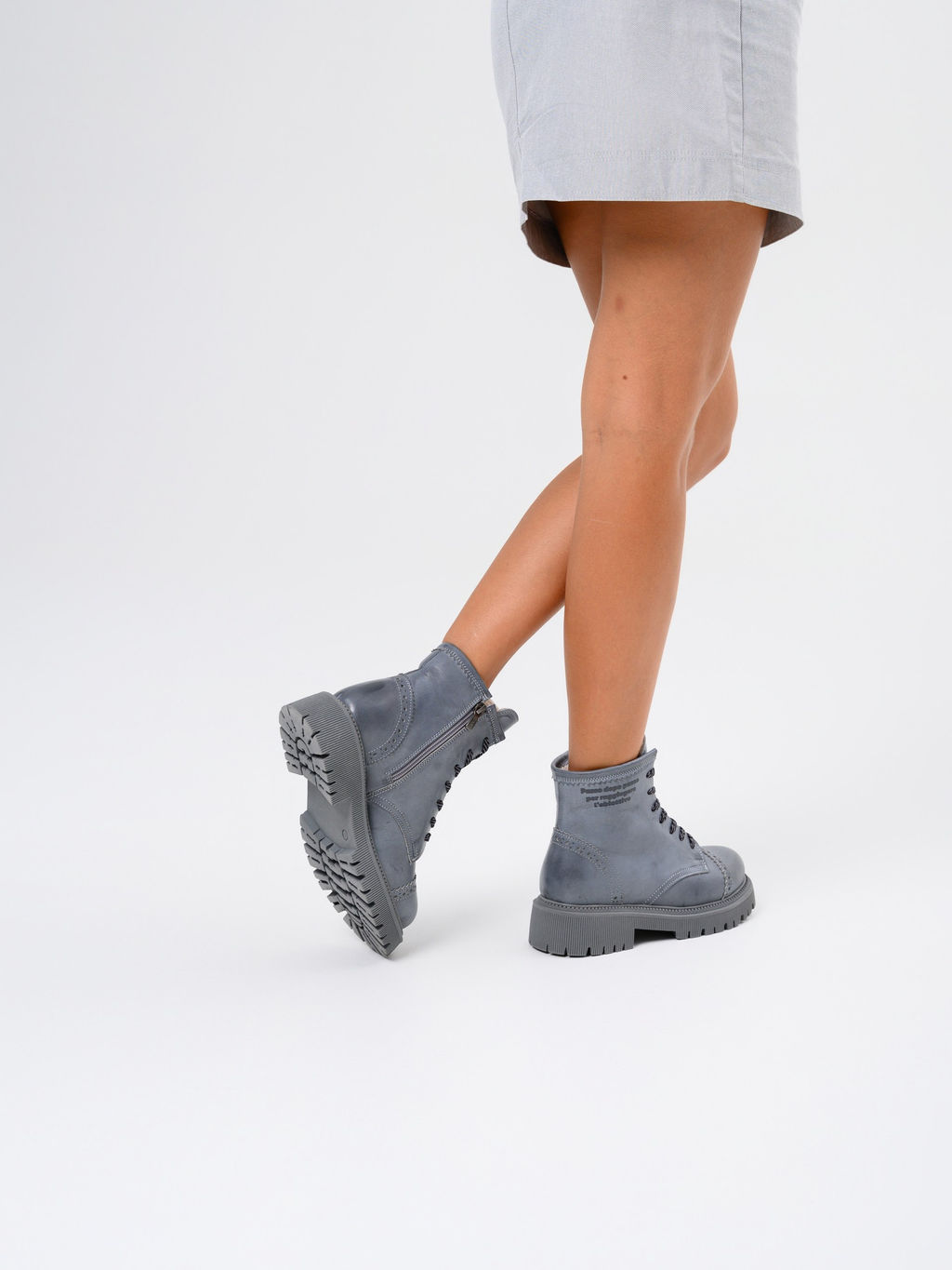 Ботинки 319.taskanagr.Вакса серая/шерсть