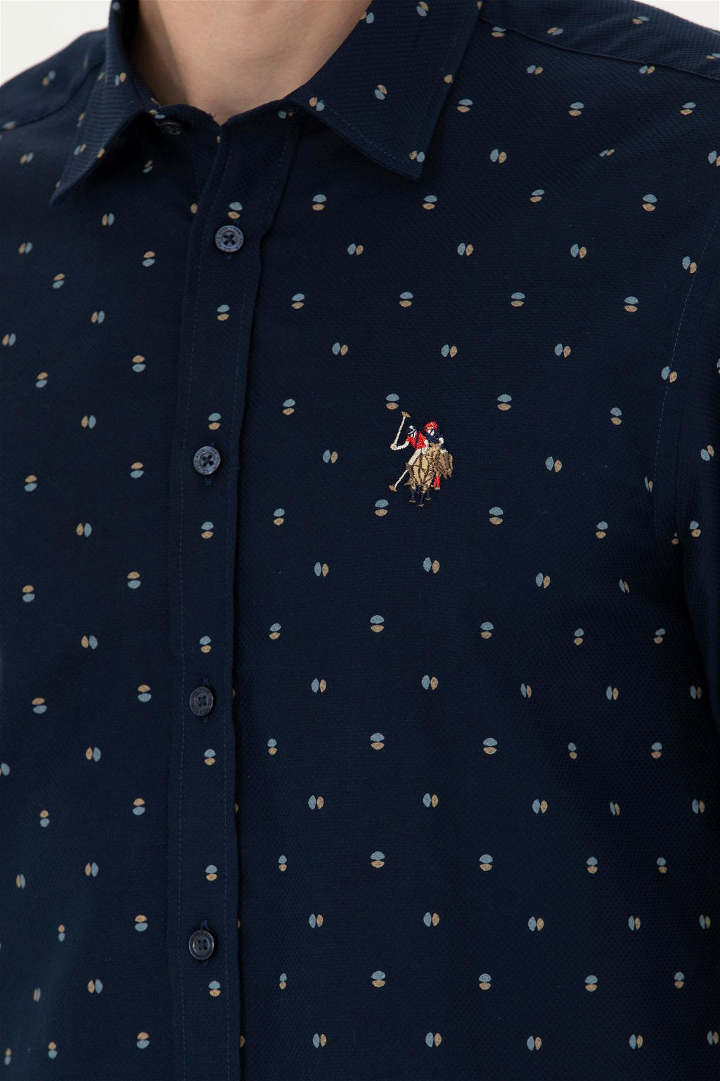 Мужская темно-синяя рубашка с длинным рукавом - U.s. polo assn фото 7