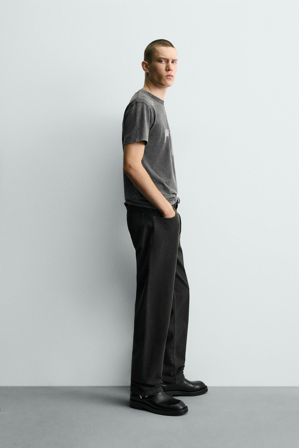 WASHED T-SHIRT WITH CONTRAST PRINTS - Zara фото 4