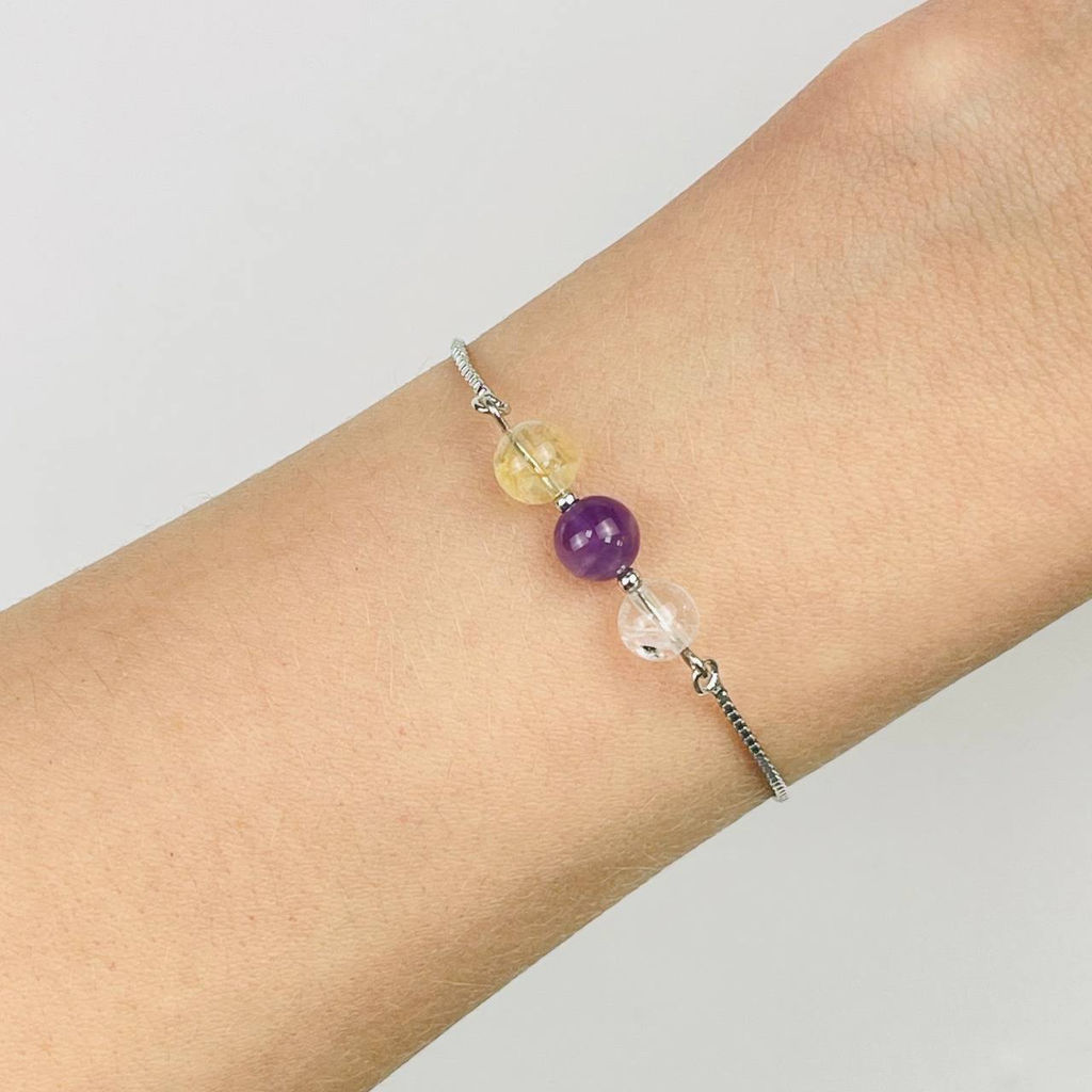 Браслет регулируемый для "Стрельца" из Топаза, Аметиста и Цитрина от 16 см