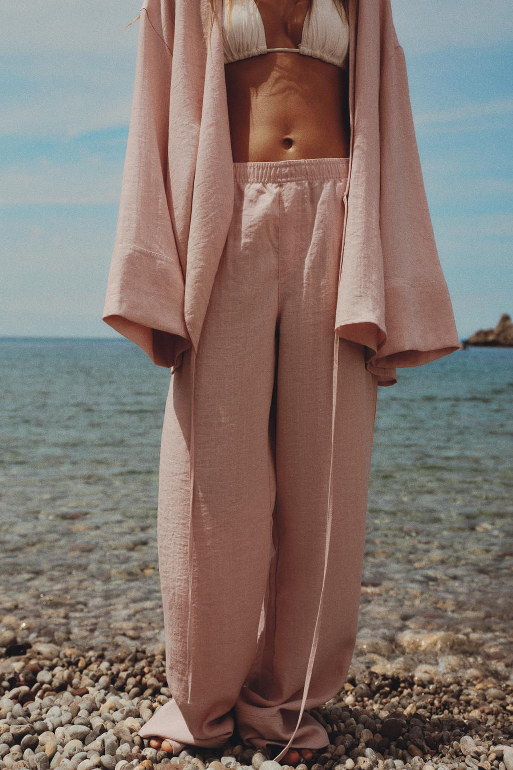 TEXTURED PYJAMA-STYLE TROUSERS - Zara фото 2