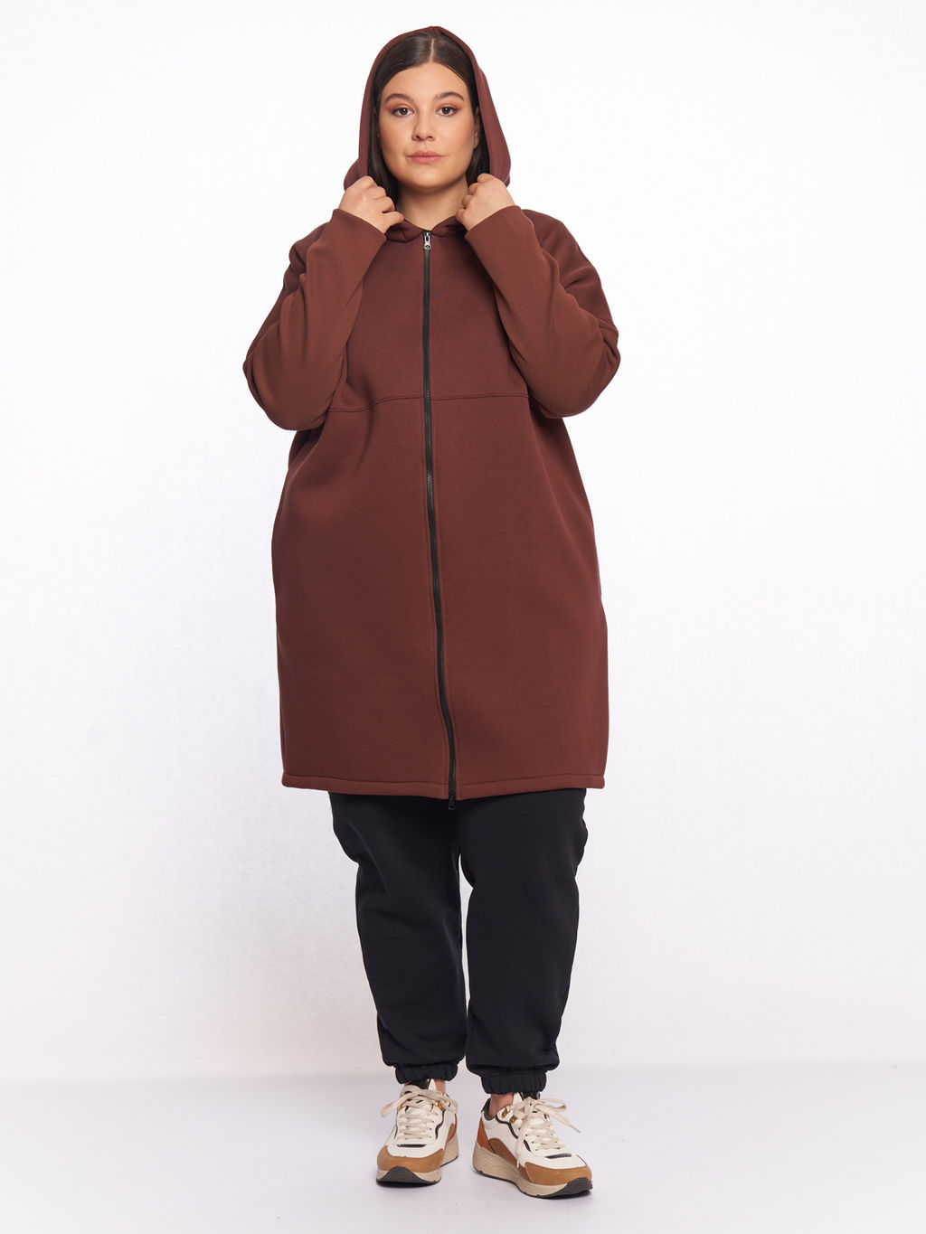 Пальто из футера PL10261BRW20