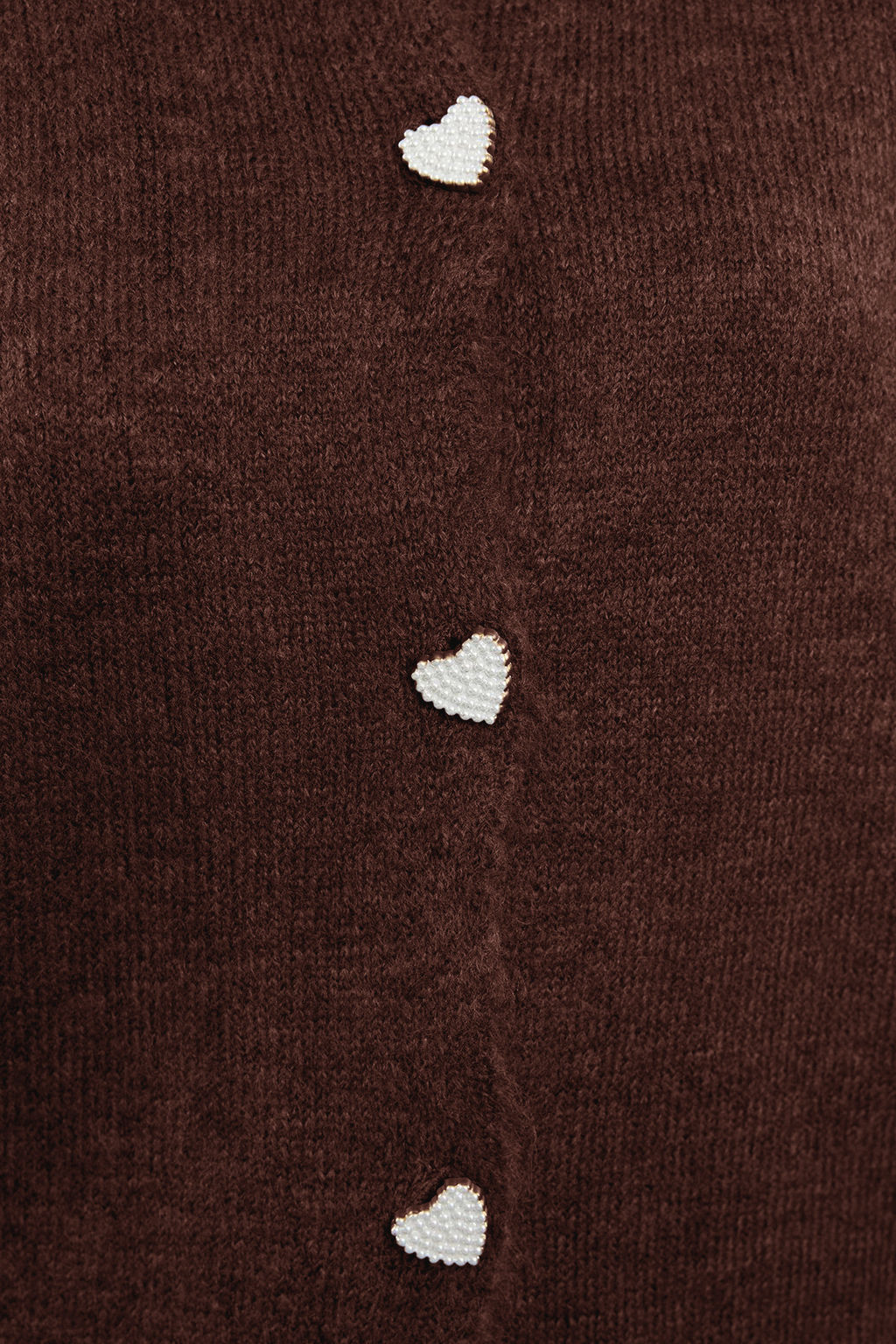 Kahverengi Yumusak Dokulu Mucevher Dugmeli Ceket Gorunumlu Triko H?rka TWOAW22HI0044