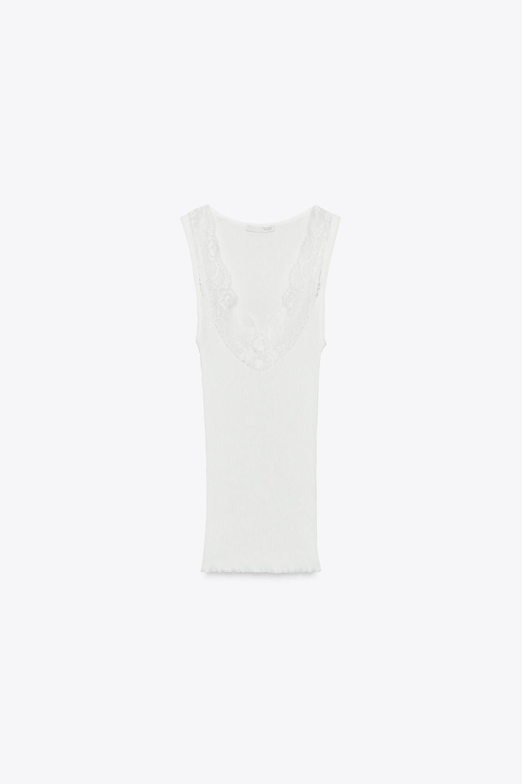 LACE RIBBED T-SHIRT - Zara фото 4