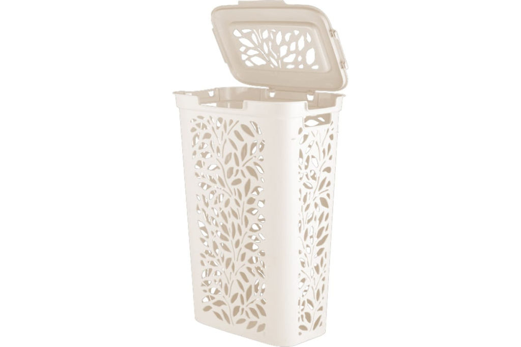 Корзина для белья 40л Leaves молочный 440*275*635м - Полимербыт фото 2