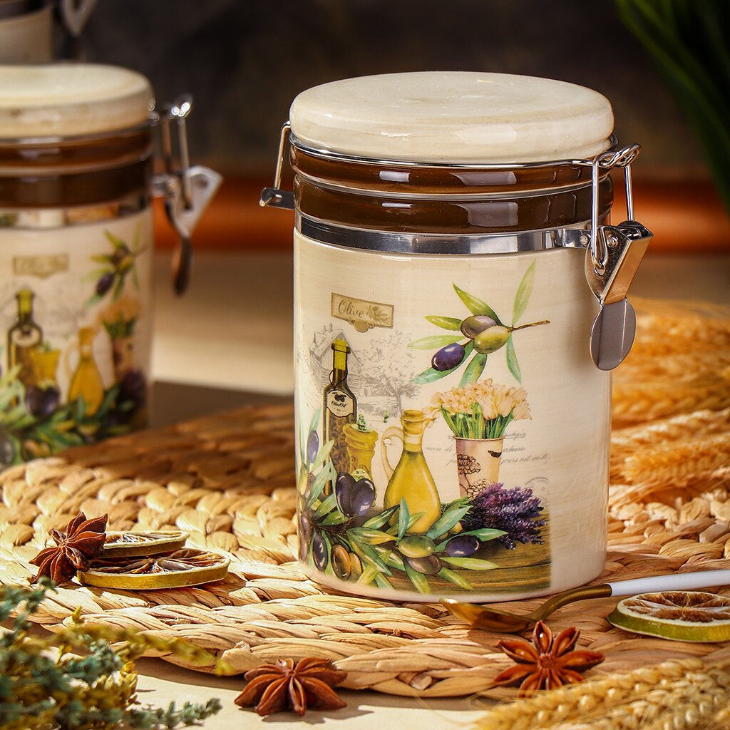 Банка для сыпучих продуктов, доломит, 0.55 л, с крышкой, , Левадия (419411) /DANIKS/  фото 2