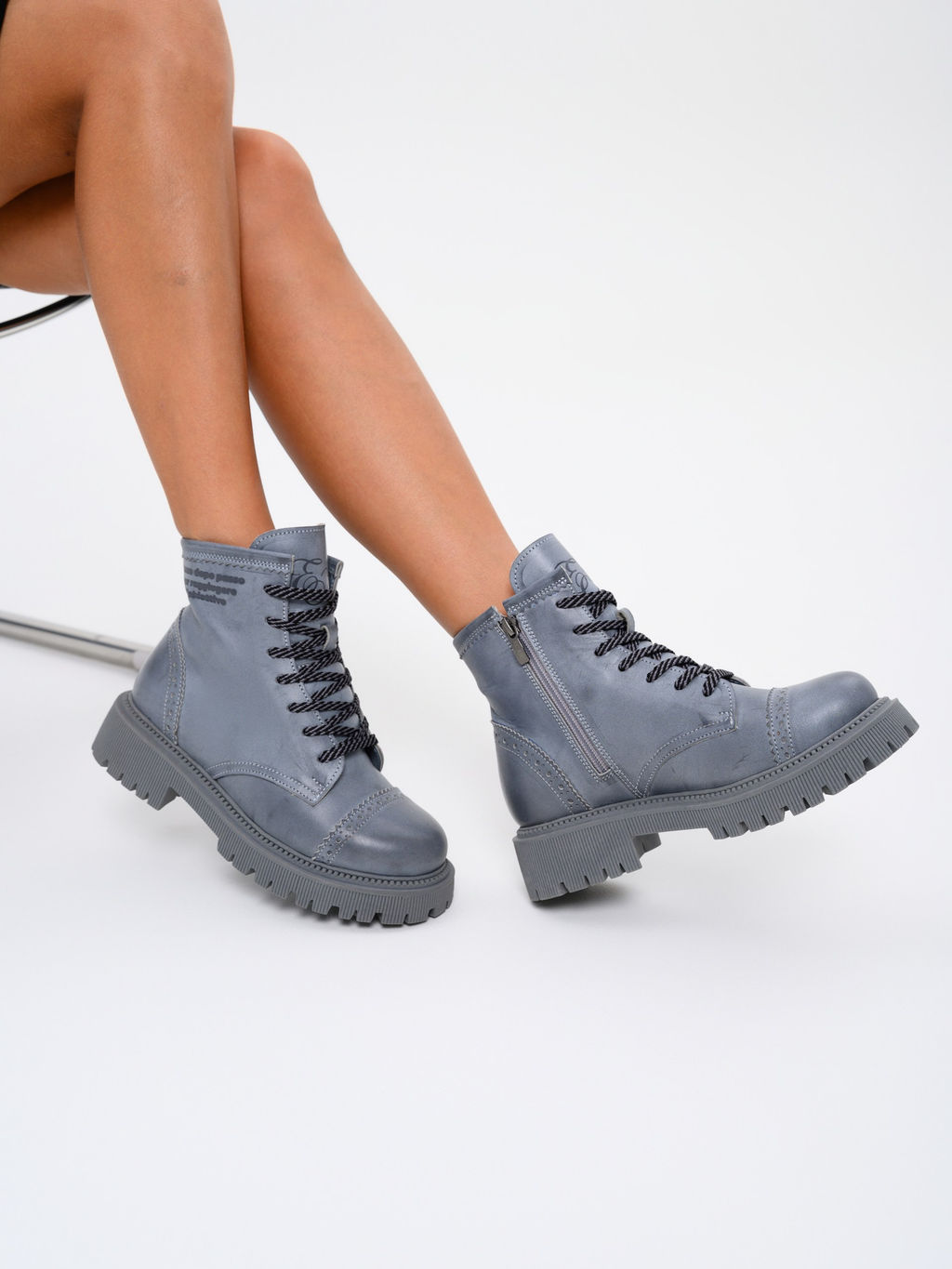 Ботинки 319.taskanagr.Вакса серая/шерсть