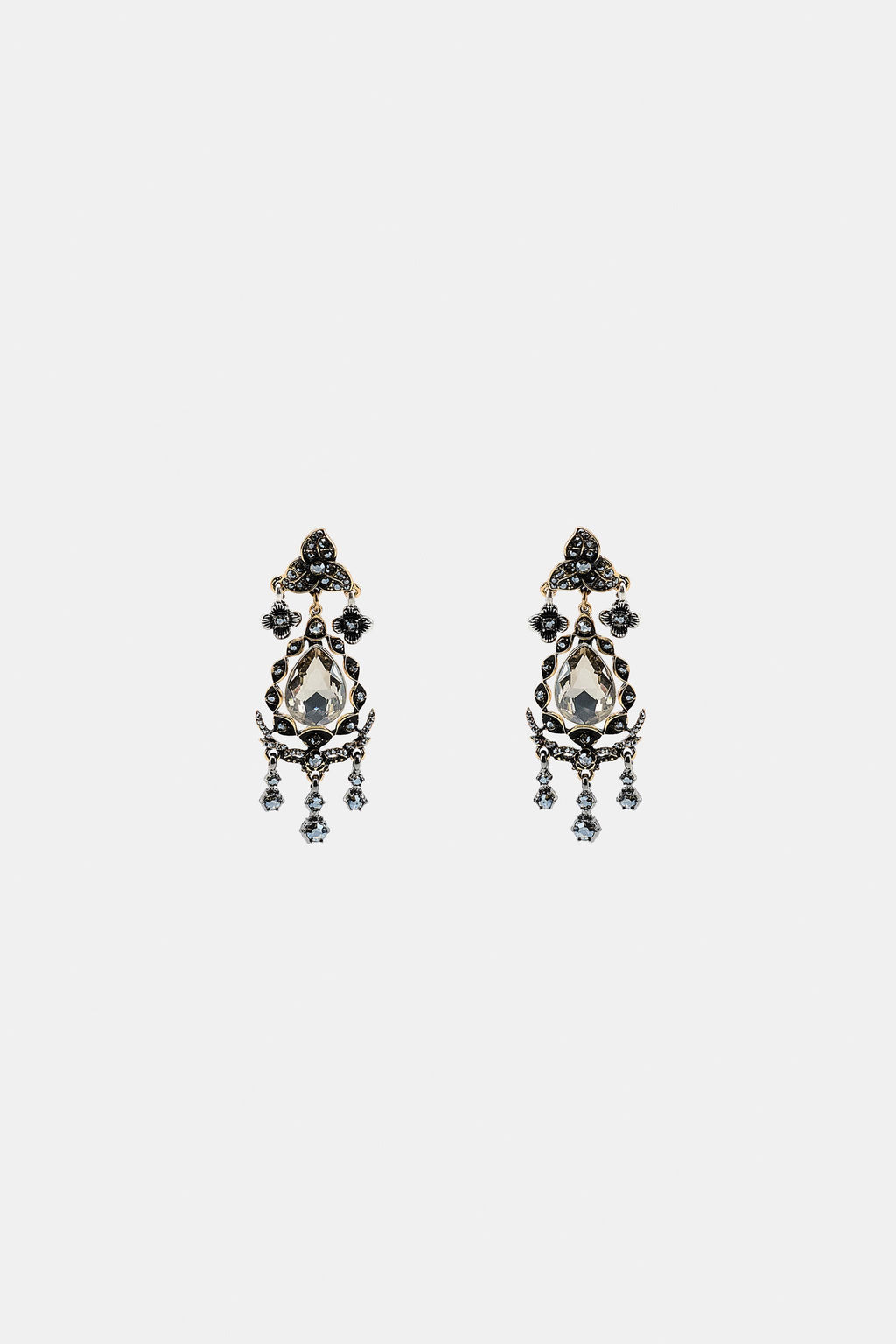 METAL FLOWER JEWEL EARRINGS - Zara фото 2