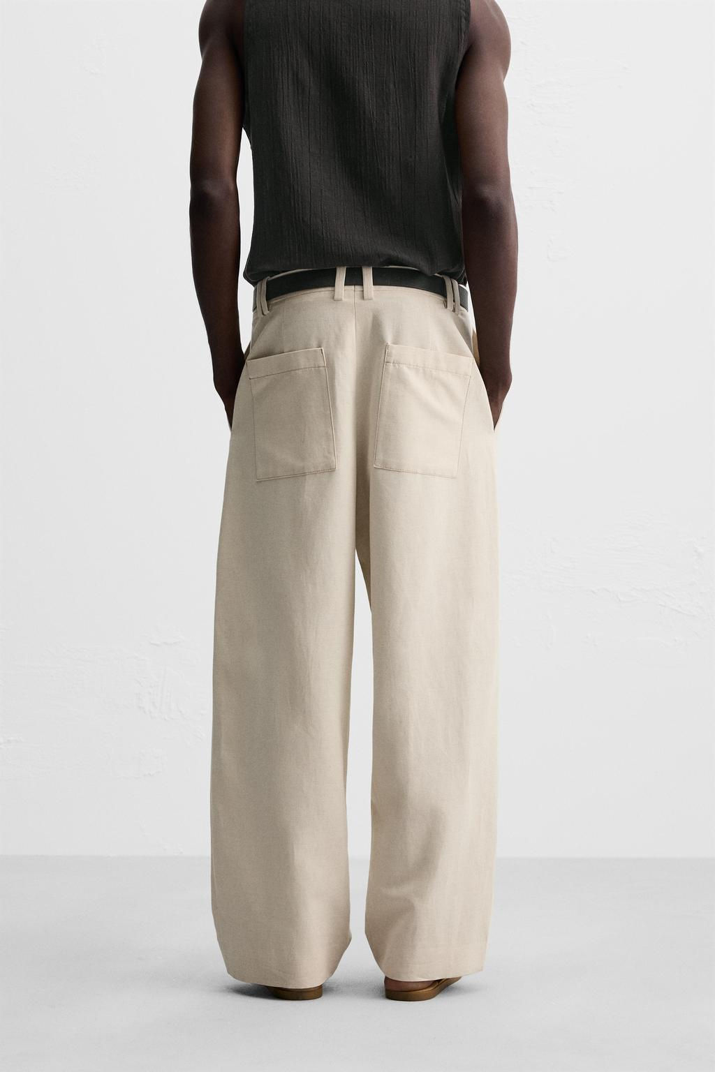 COTTON - LINEN BALLOON FIT TROUSERS - Zara фото 3