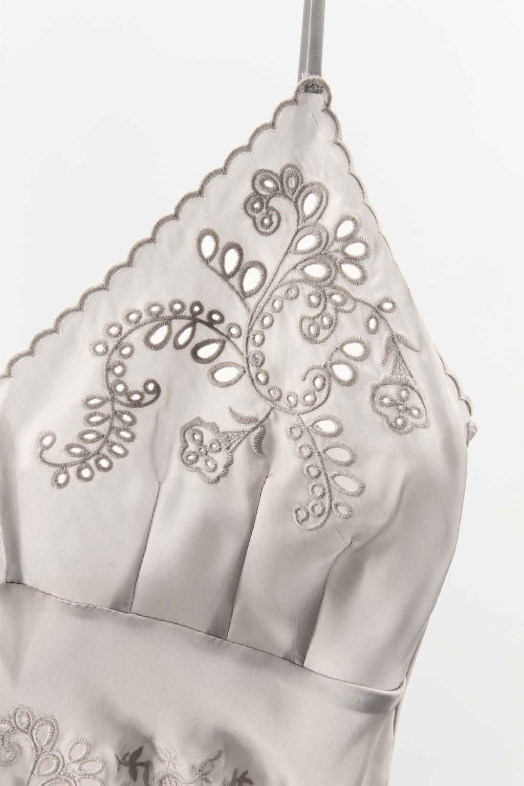 EMBROIDERED SATIN CAMISOLE DRESS - Zara фото 6