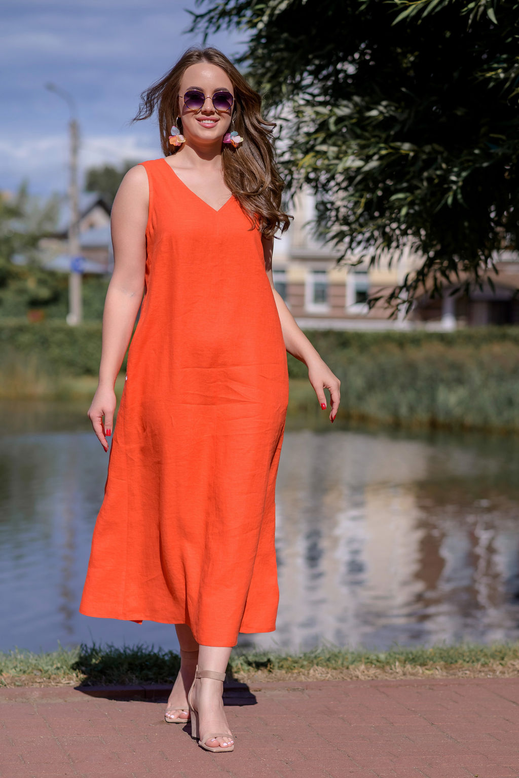 Сарафан платье 100% лен А-силуэт