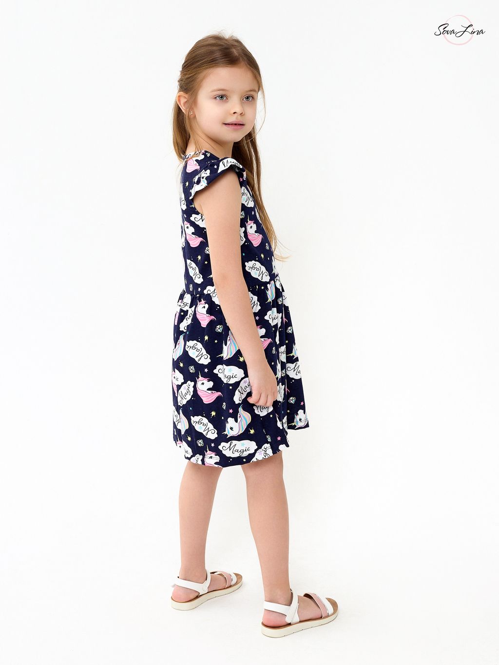 Платье Бабочка единороги синий - Sovalina фото 10