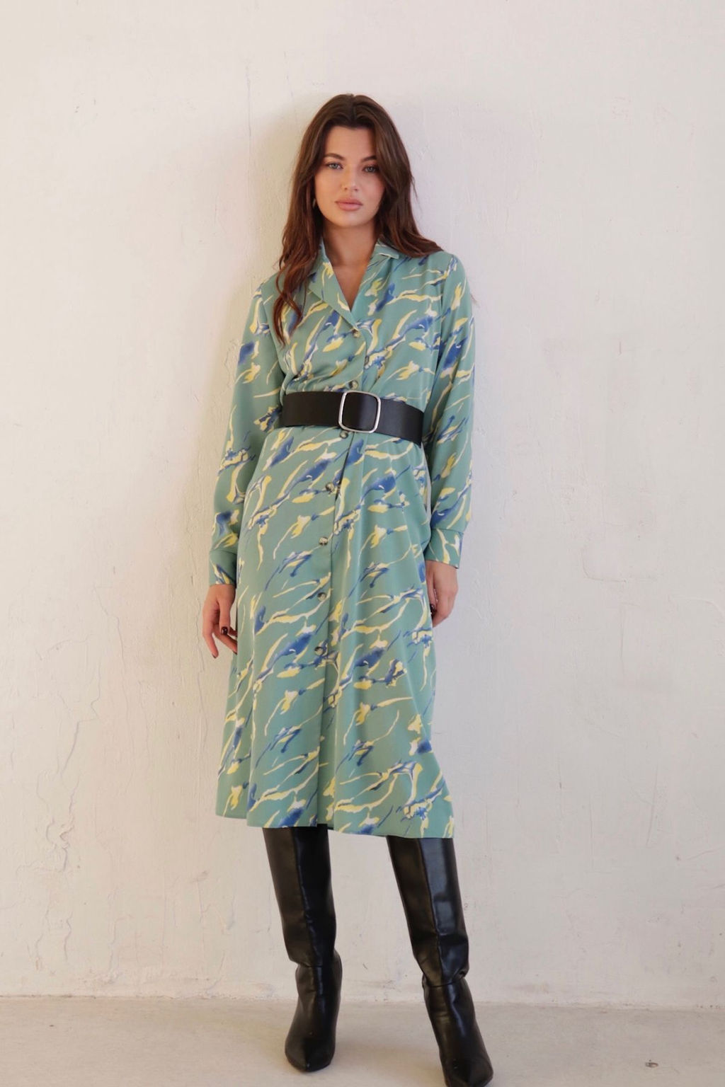 Платье-рубашка с английским воротником принт - Martichelli фото 110