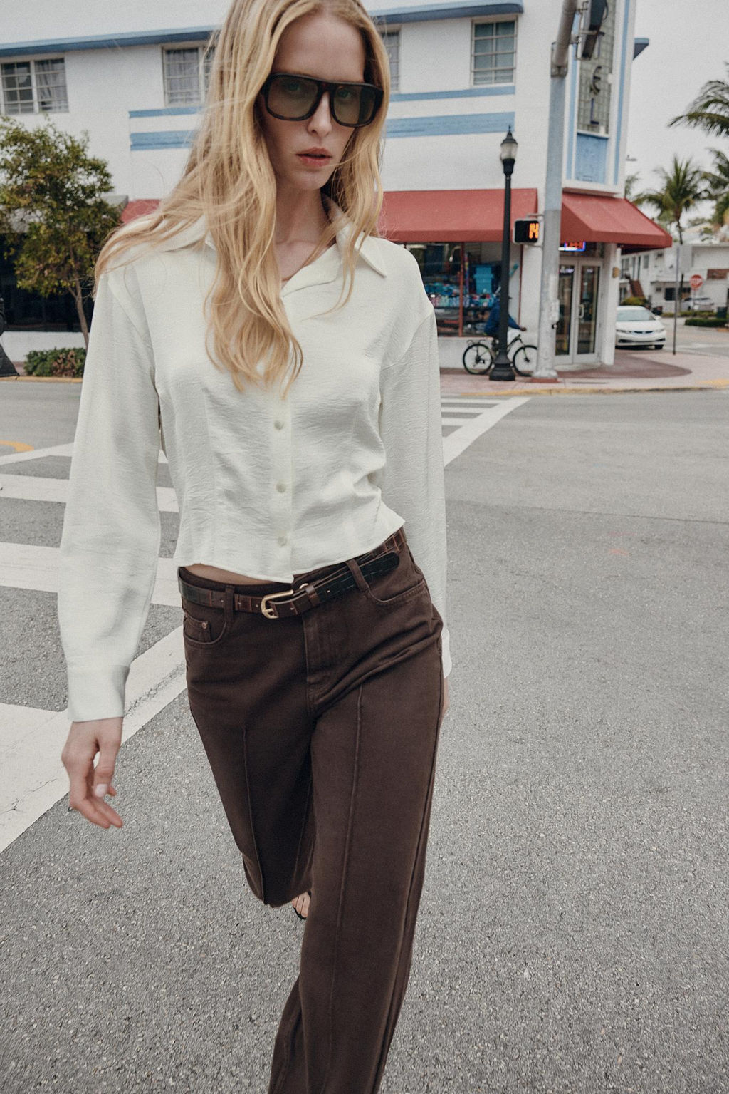 FITTED WAIST SATIN SHIRT - Zara фото 5