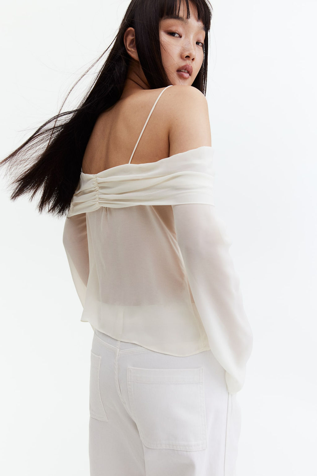Top off-the-shoulder en gasa - H&m фото 5