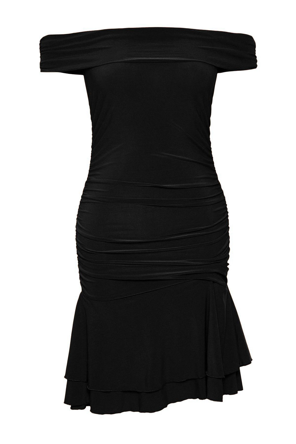 Siyah Carmen Yaka Vucuda Oturan Etegi F?rf?rl? Mini Esnek Orme Elbise TWOSS25EL00225 - Trendyolmilla фото 5