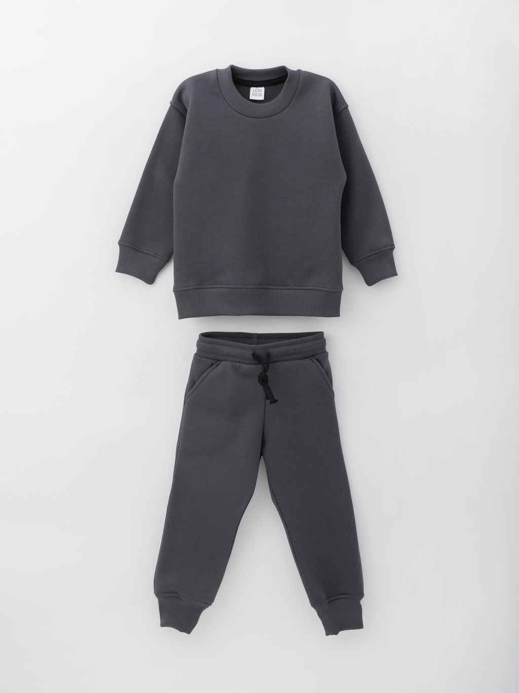 Костюм детский трикотажный с начёсом, тем.серый - Lesi kids фото 2