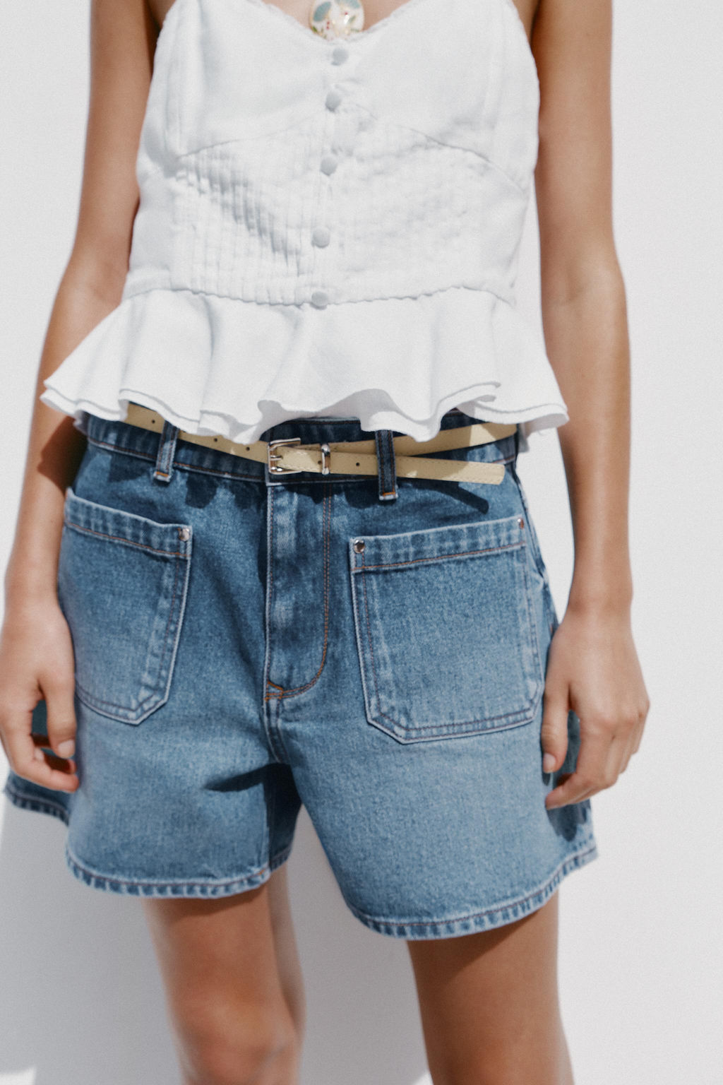 Z1975 DENIM SHORTS WITH BELT - Zara фото 8