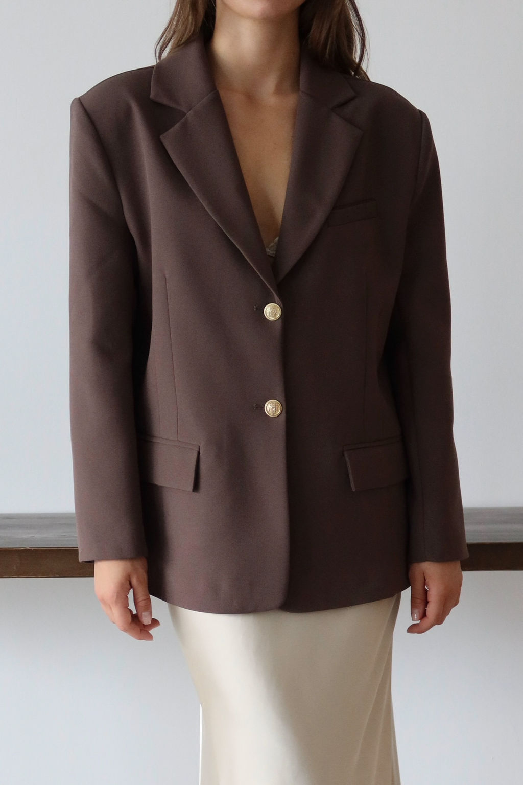 Kahverengi Normal/Regular Kal?p Dokuma Blazer Ceket TWOAW26BC00040