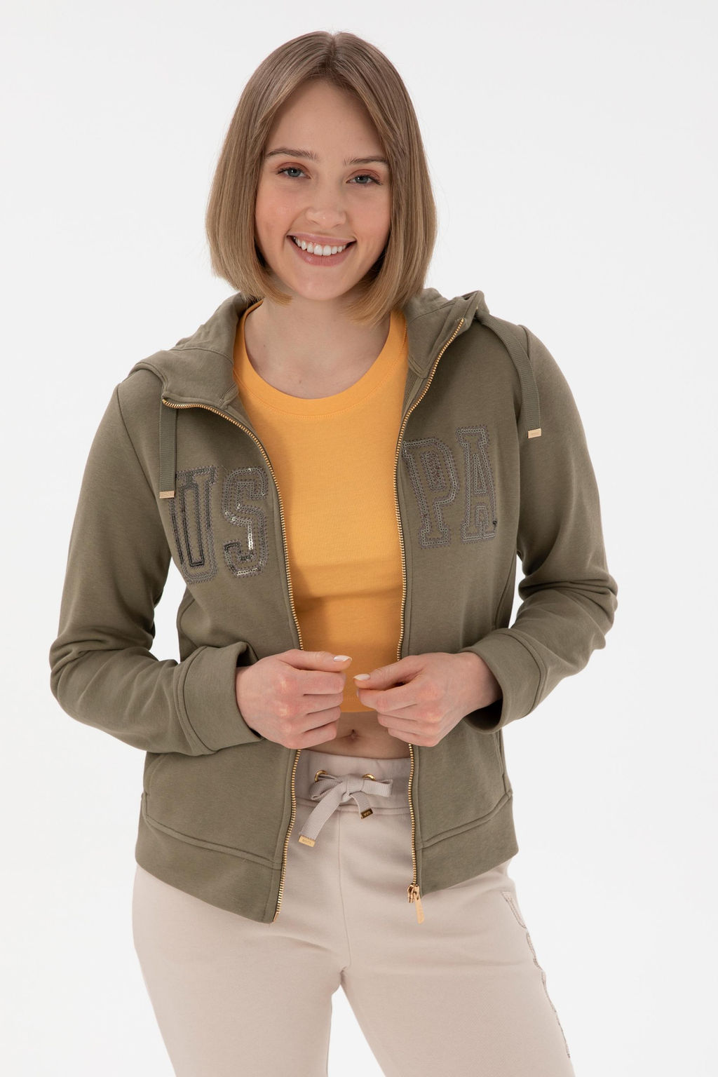 Kad_n Vizon Kap__onlu Fermuarl_ Sweatshirt