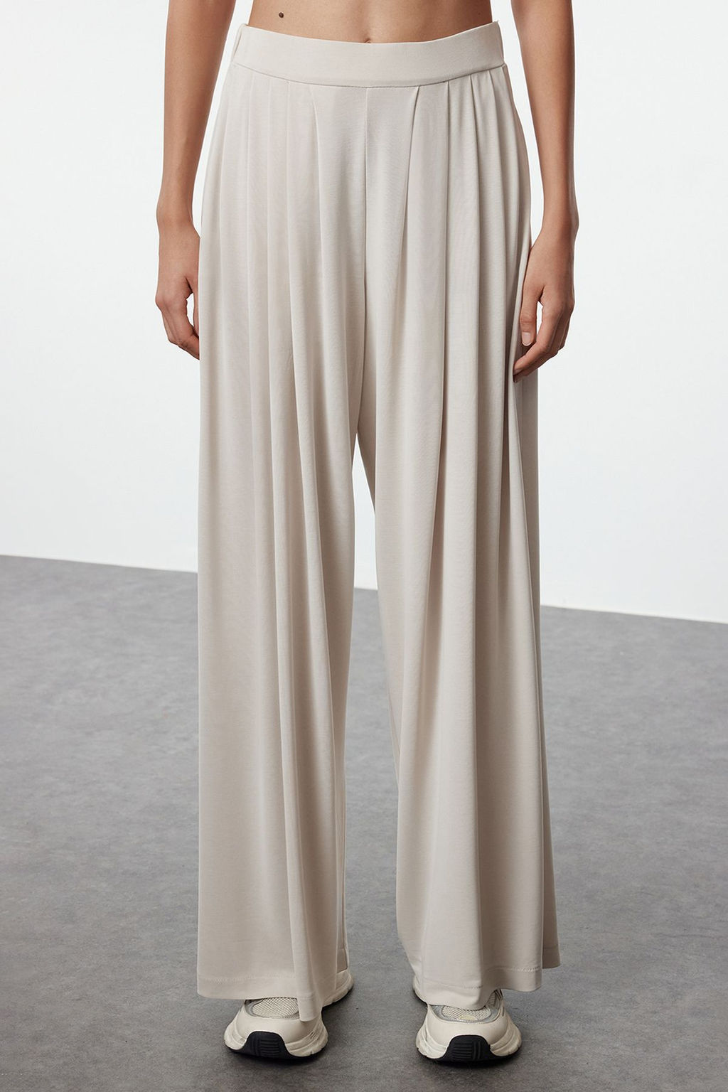 TRENDYOLMILLA Tas Pilili Wide Leg/Rahat Kesim Esnek Orme Pantolon TWOAW25PL00073  фото 4