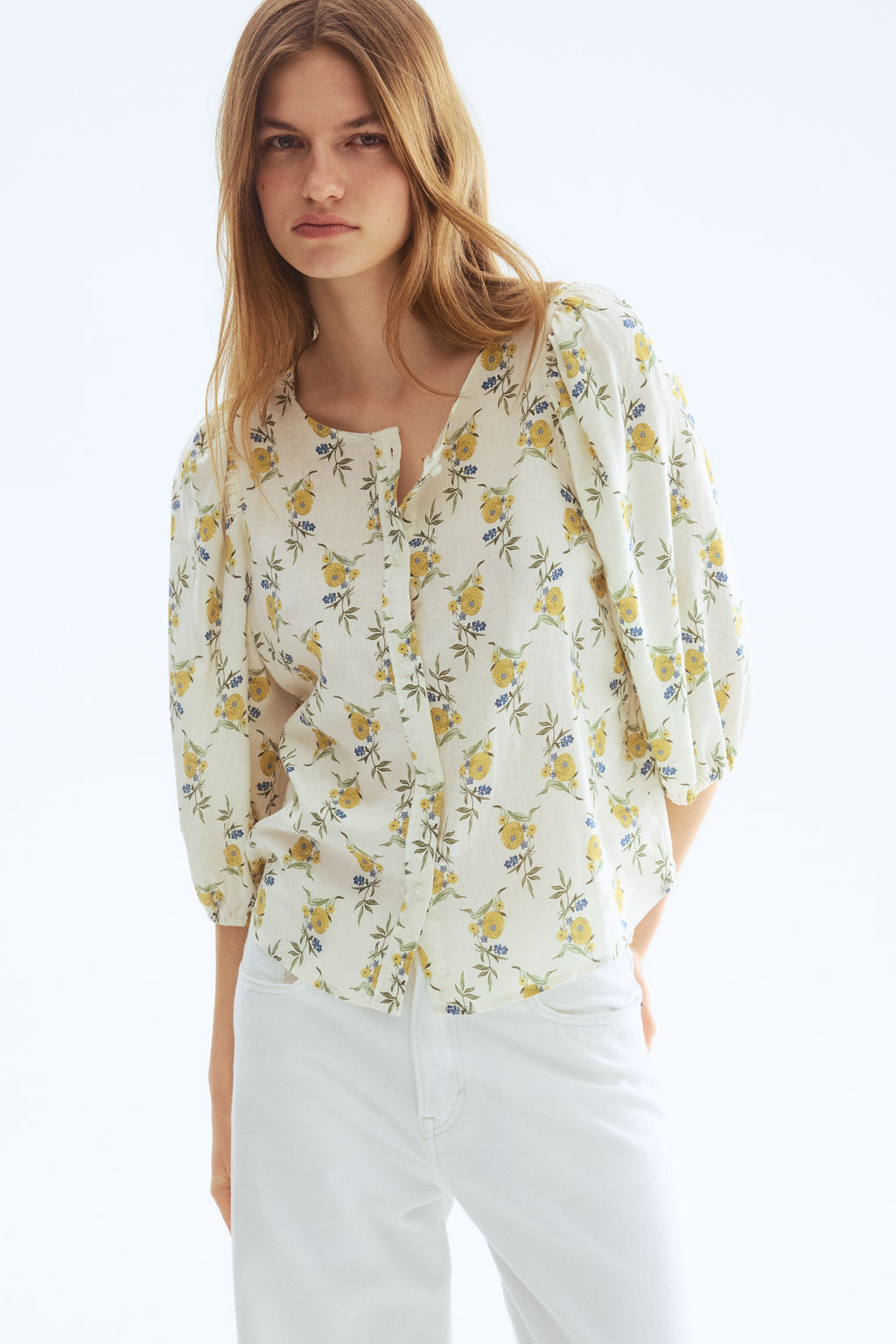 Blusa en mezcla de lino - H&m фото 6