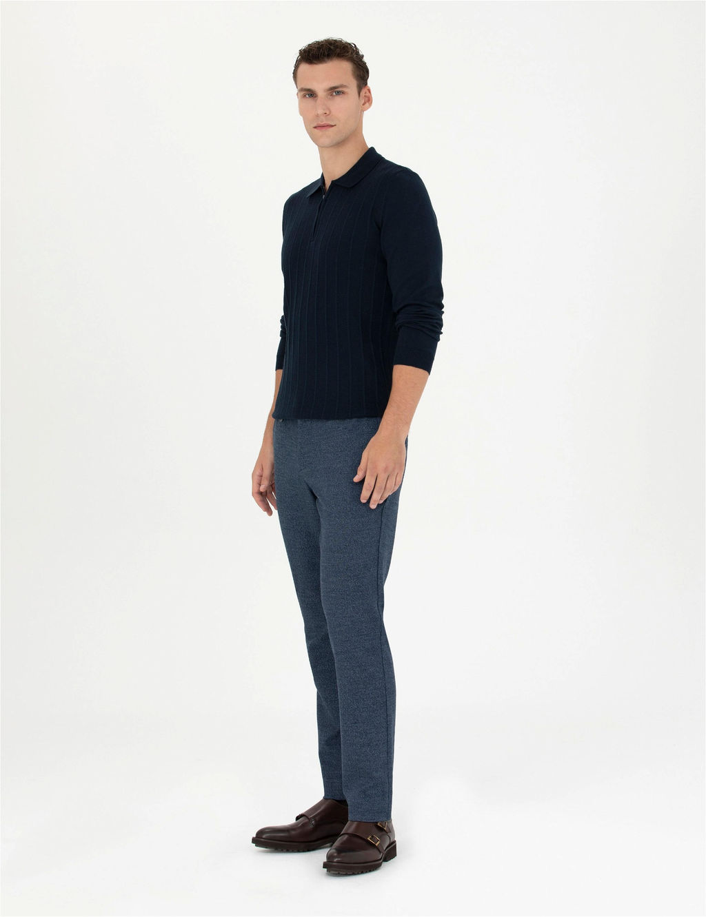 Lacivert Ekstra Slim Fit Kuma_ Pantolon