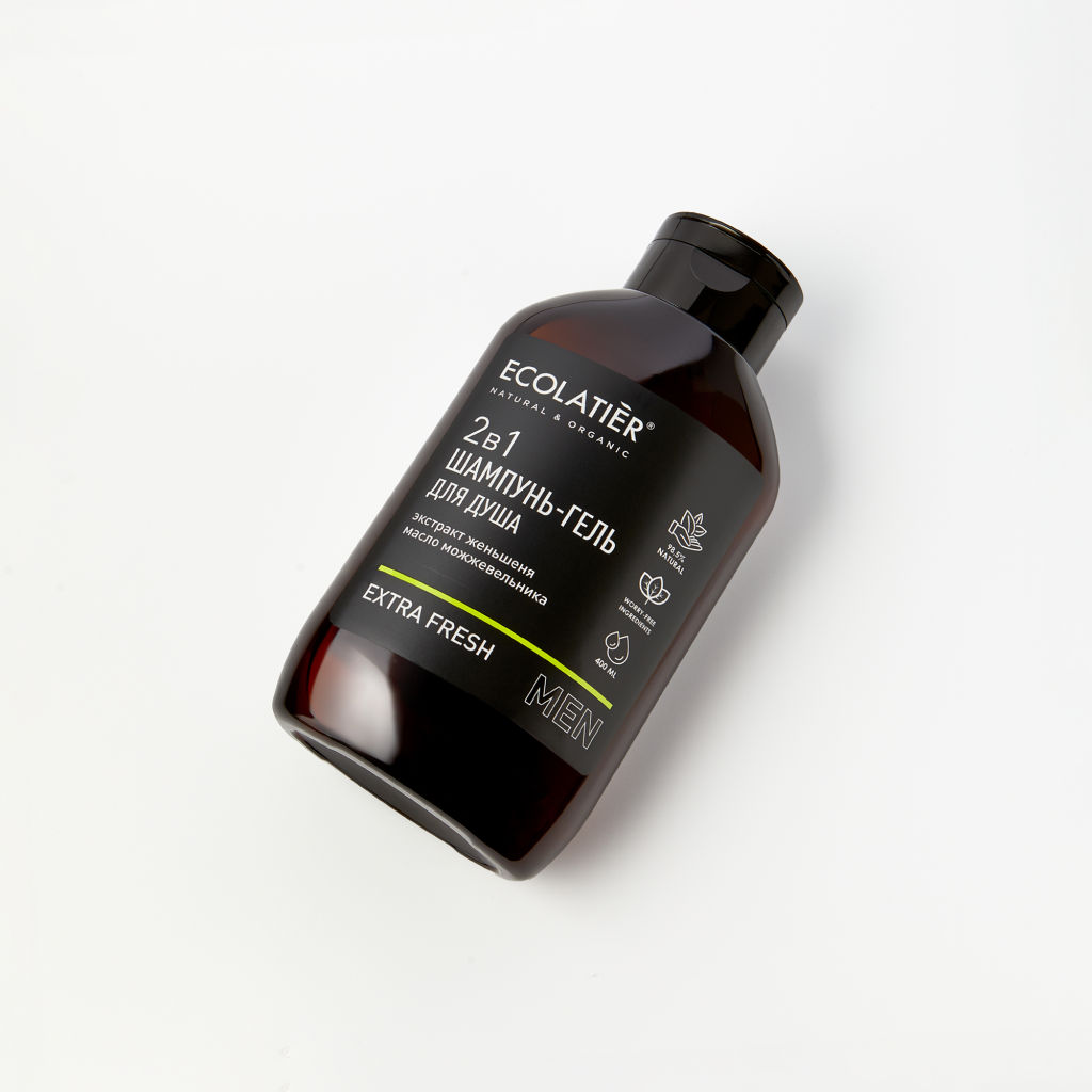 Ecolatier MAN Шампунь и гель для душа 2 в 1 Extra Fresh мужской, 400мл