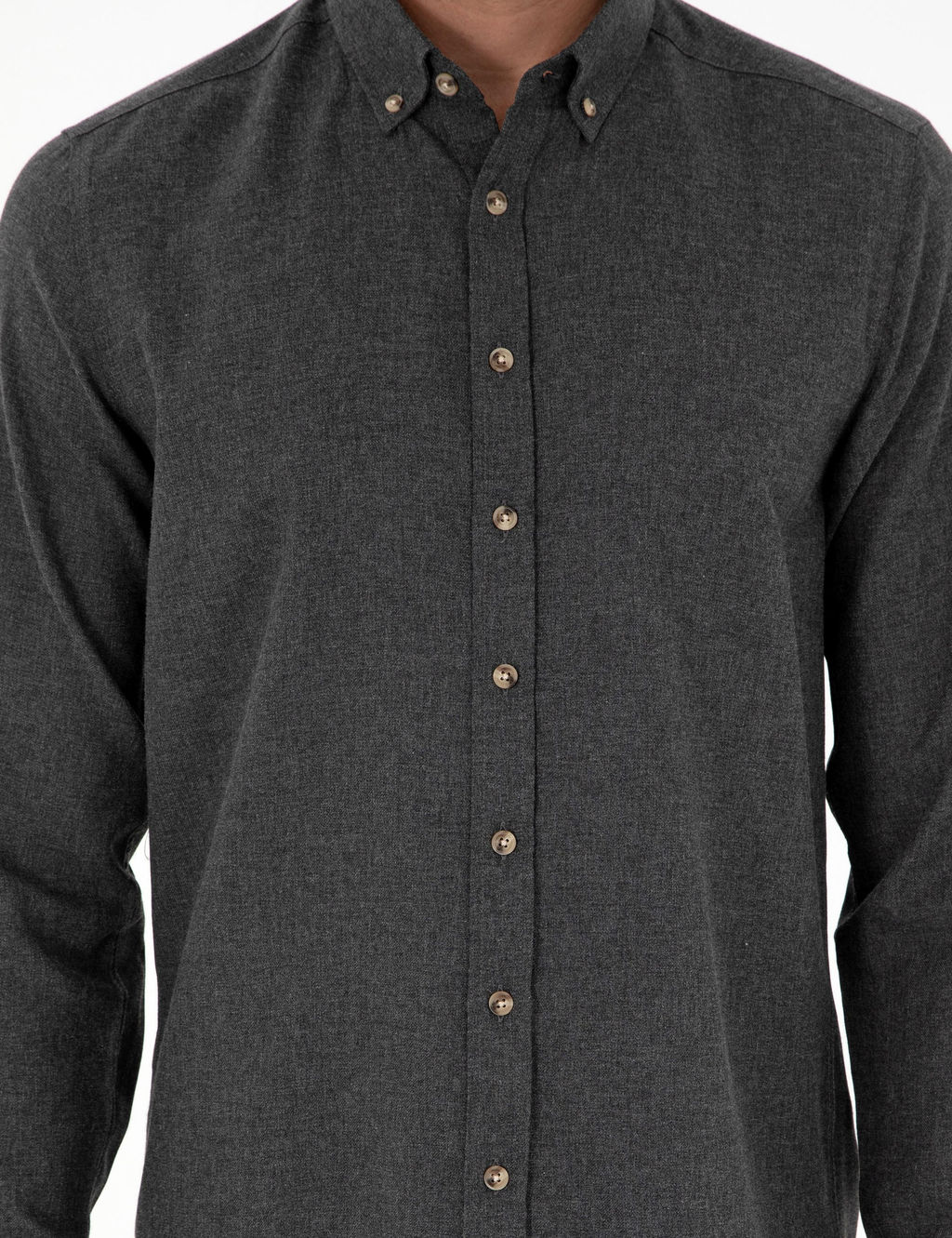 Antrasit Slim Fit Uzun Kollu G_mlek
