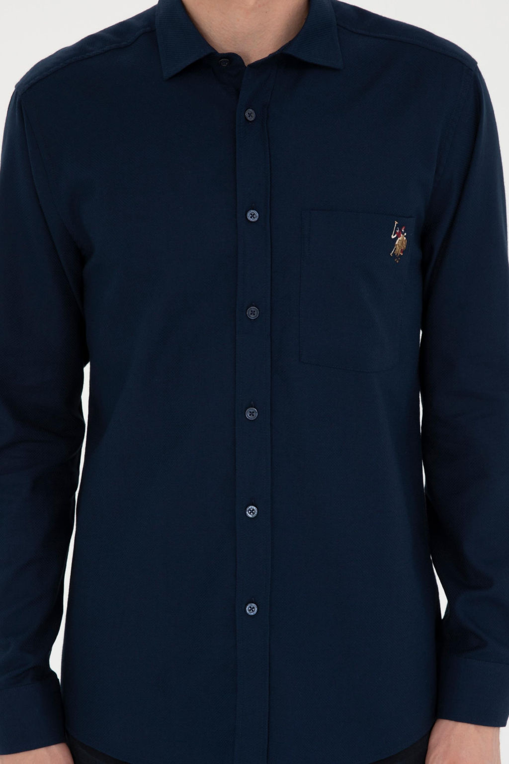 Мужская темно-синяя рубашка с длинным рукавом - U.s. polo assn фото 6