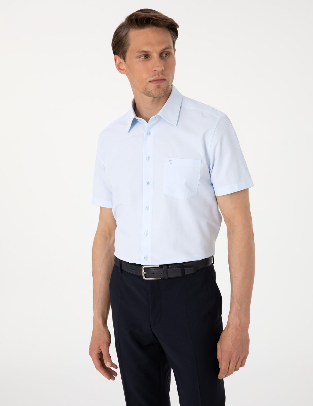 A__k Mavi Regular Fit K_sa Kollu G_mlek