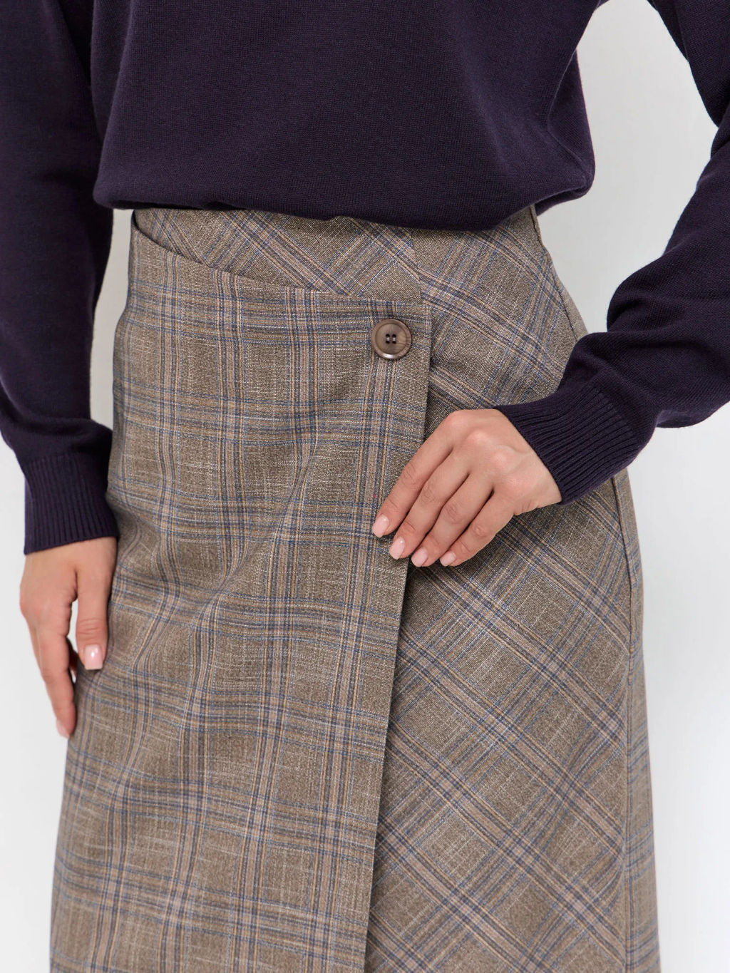 Юбка T-lab TL-SKT-010TK-JSP-бежевый клетка  фото 2